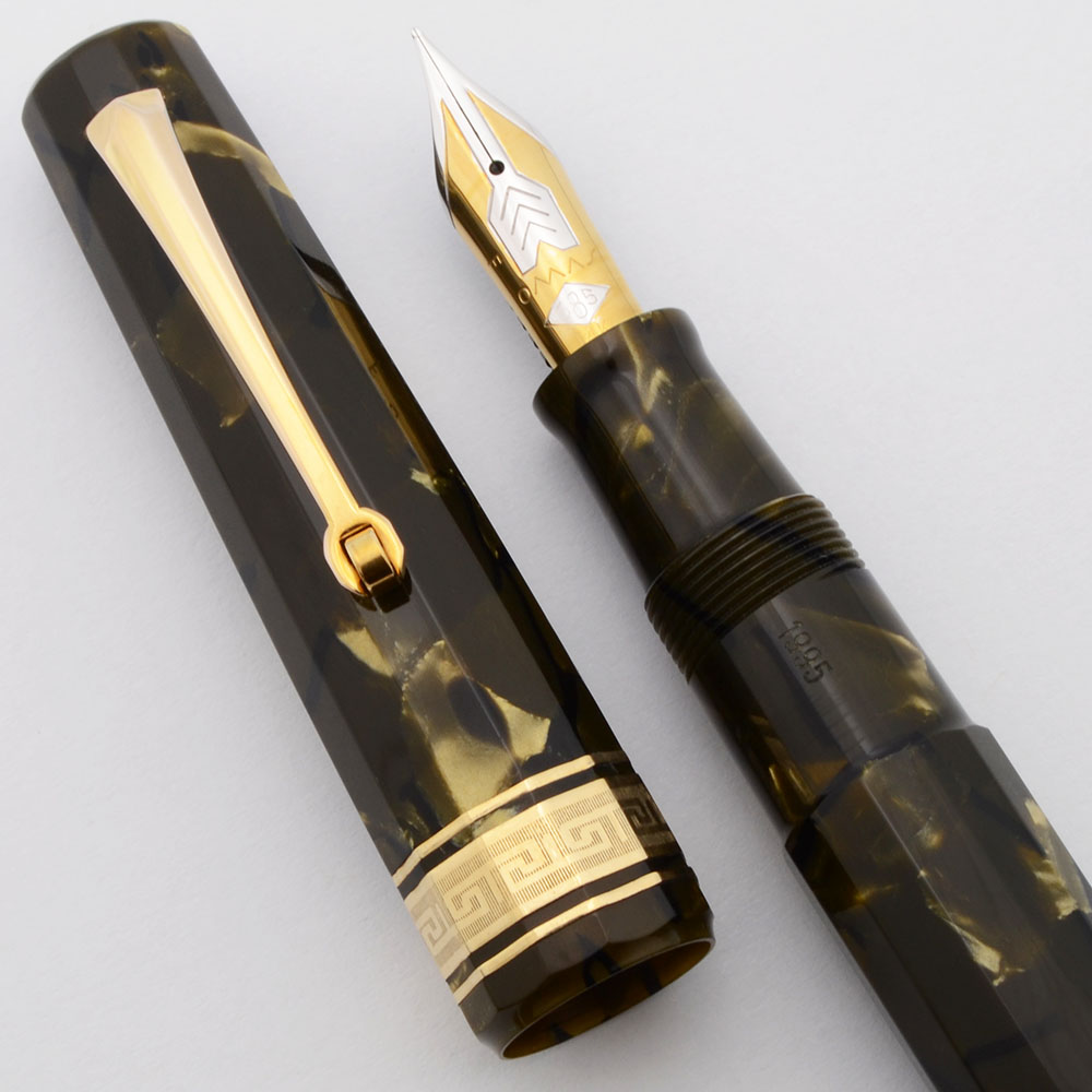 Omas Paragon Celluloid Fountain Pen - Multi-Faceted, Saft Green